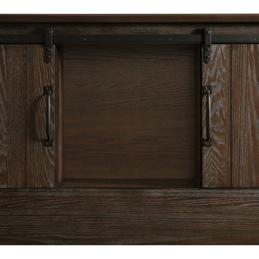 barn door dark brown  pc queen bedroom   