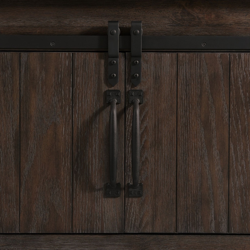 barn door dark brown  pc queen bedroom   