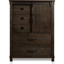 barn door dark brown chest   