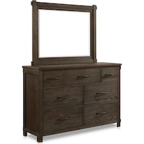 barn door dark brown dresser & mirror   