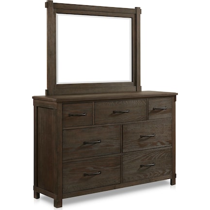 Barn Door Dresser and Mirror - Brown