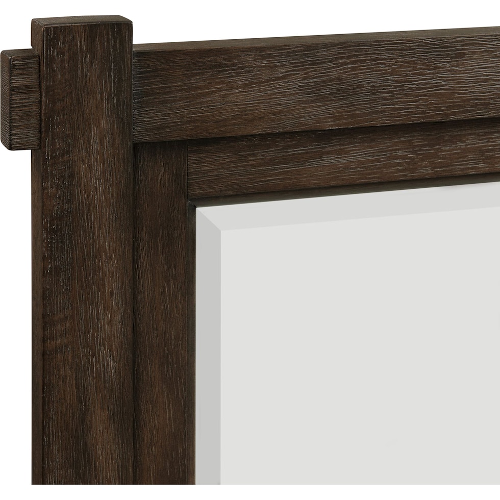 barn door dark brown dresser & mirror   