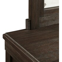 barn door dark brown dresser & mirror   