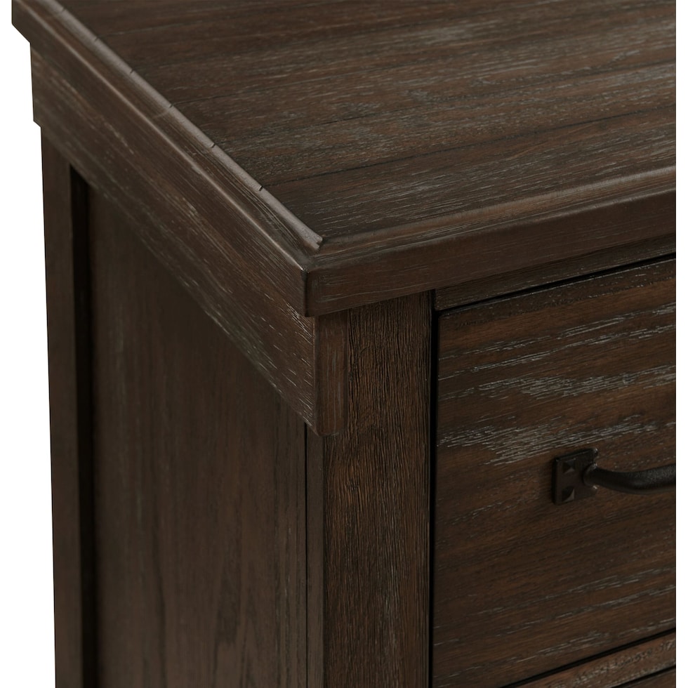 barn door dark brown dresser & mirror   