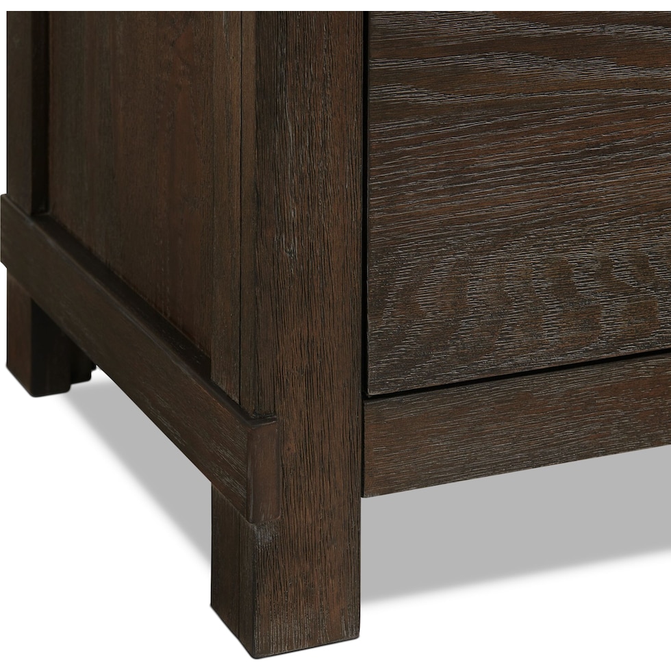 barn door dark brown dresser & mirror   