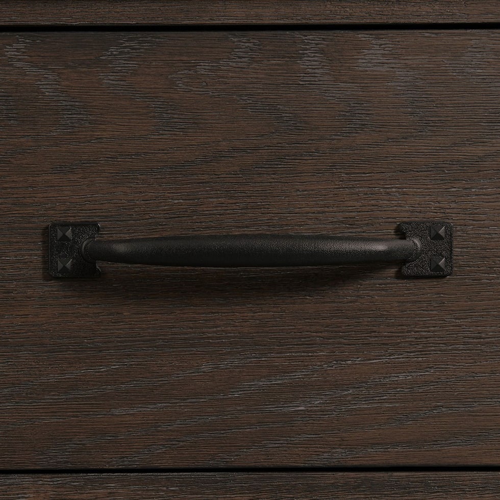 barn door dark brown dresser & mirror   