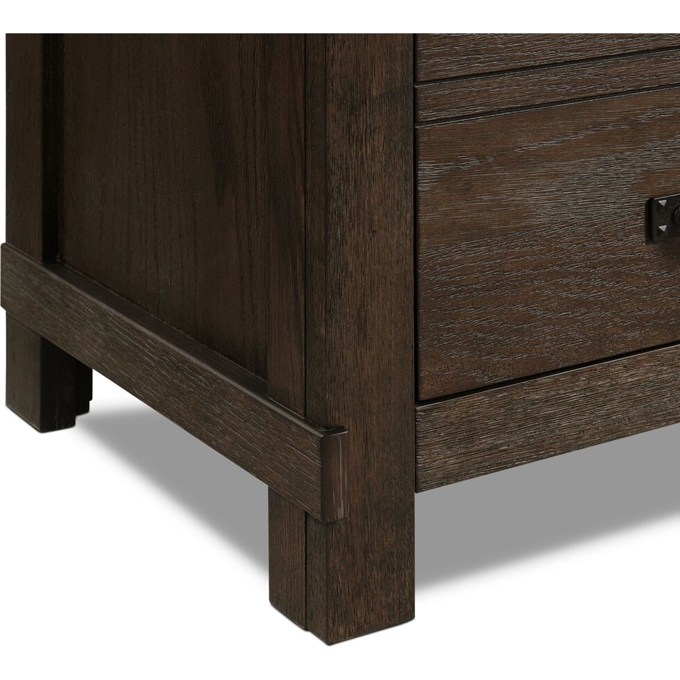 barn door dark brown nightstand   