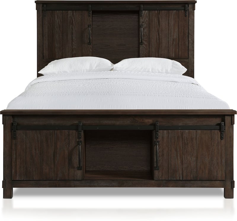 Barn Door Queen Bookcase Bed Brown American Signature Furniture