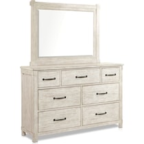 barn door white dresser & mirror   