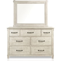 barn door white dresser & mirror   