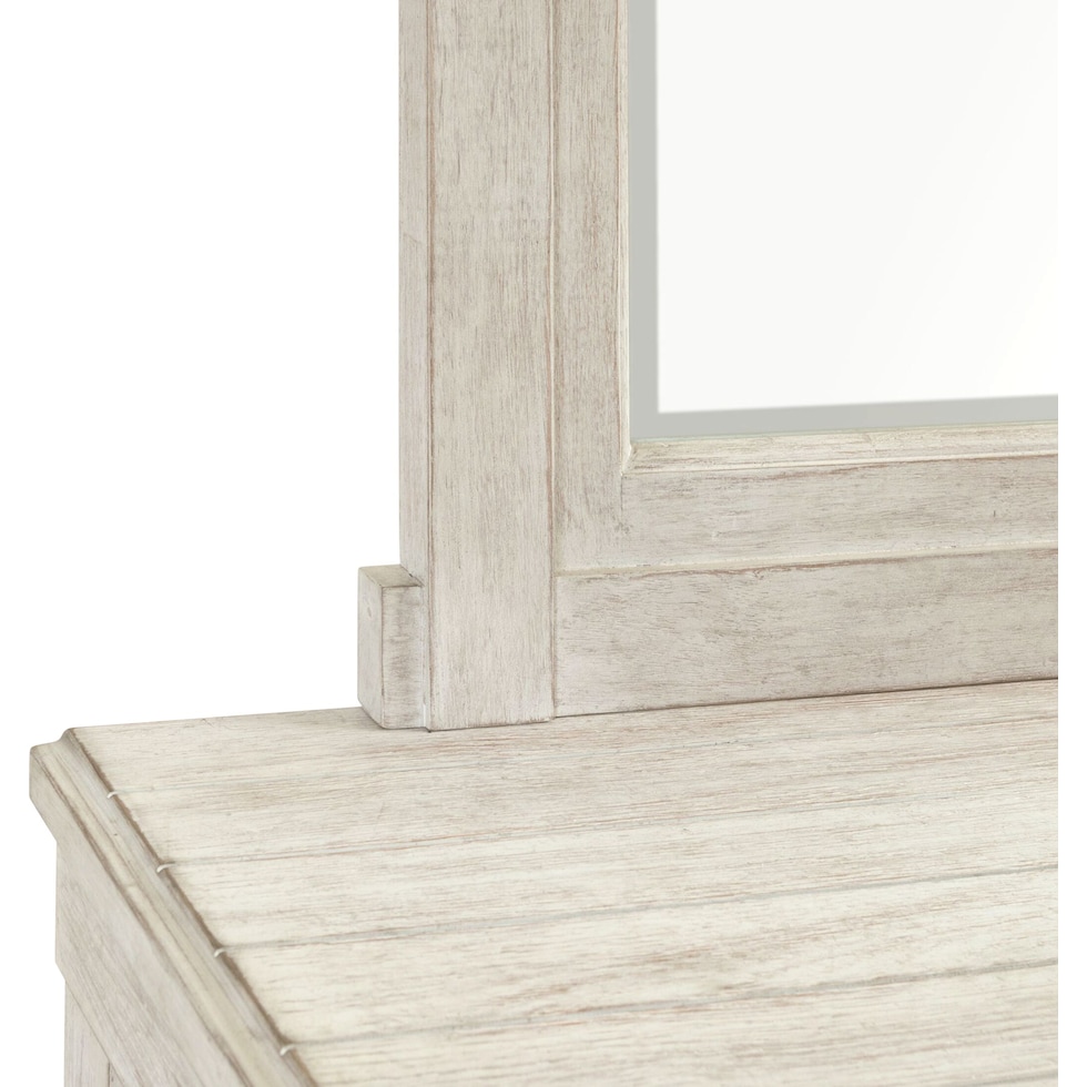 barn door white dresser & mirror   