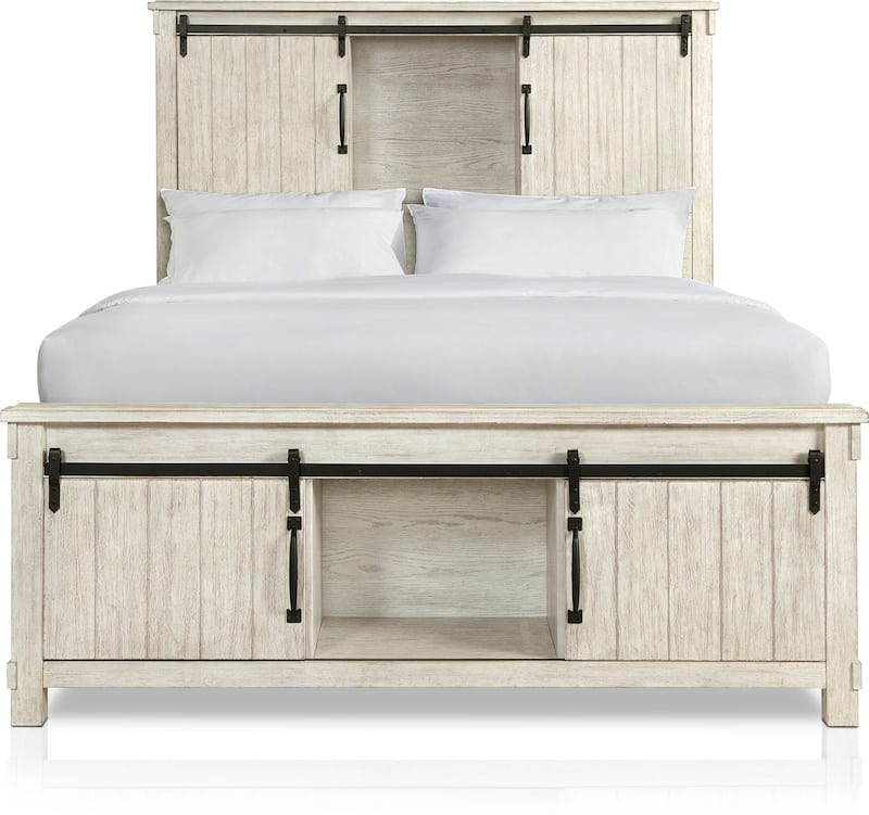 Barn Door Queen Bookcase Bed White American Signature Furniture