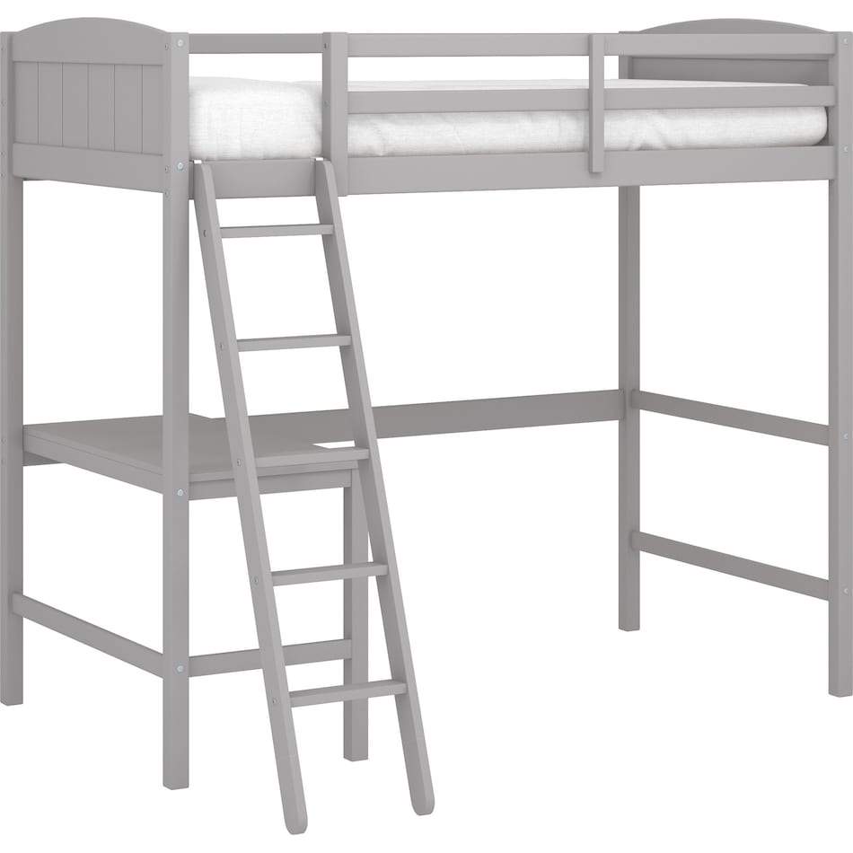 bassel gray twin loft bed with desk   