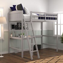 bassel gray twin loft bed with desk   