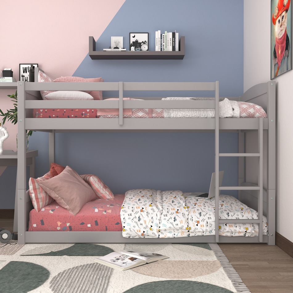 bassel gray twin over twin bunk bed   
