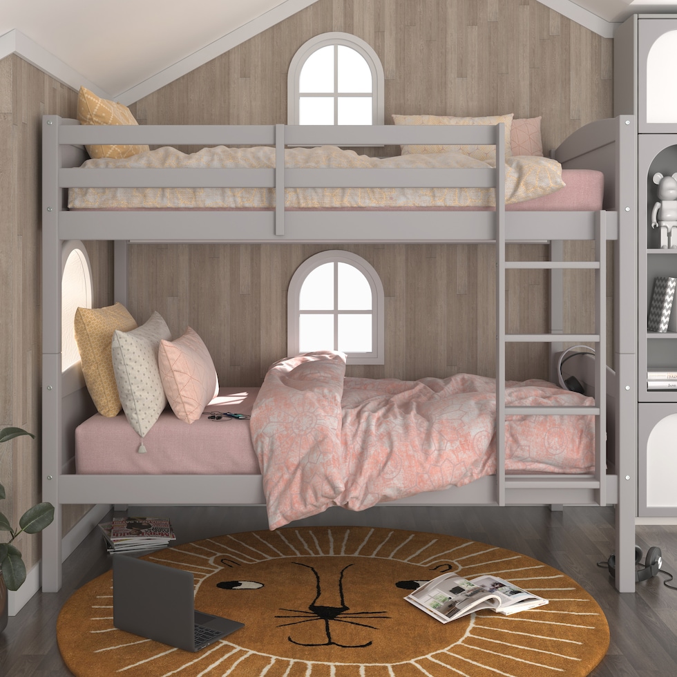 bassel gray twin over twin bunk bed   