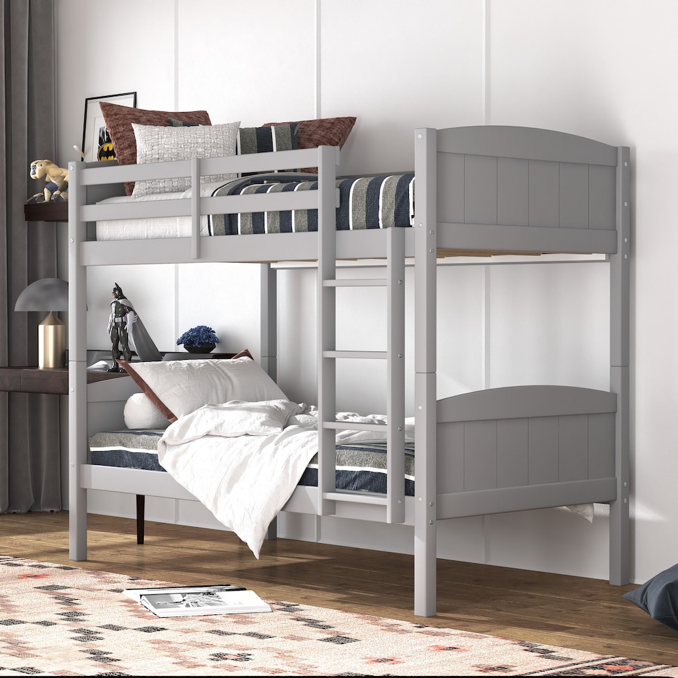 bassel gray twin over twin bunk bed   