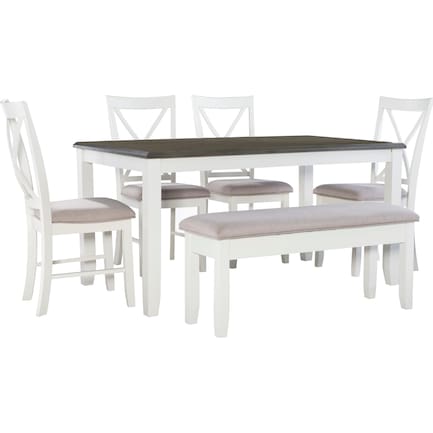 Bassett 6-Piece Dining Set - Gray/White