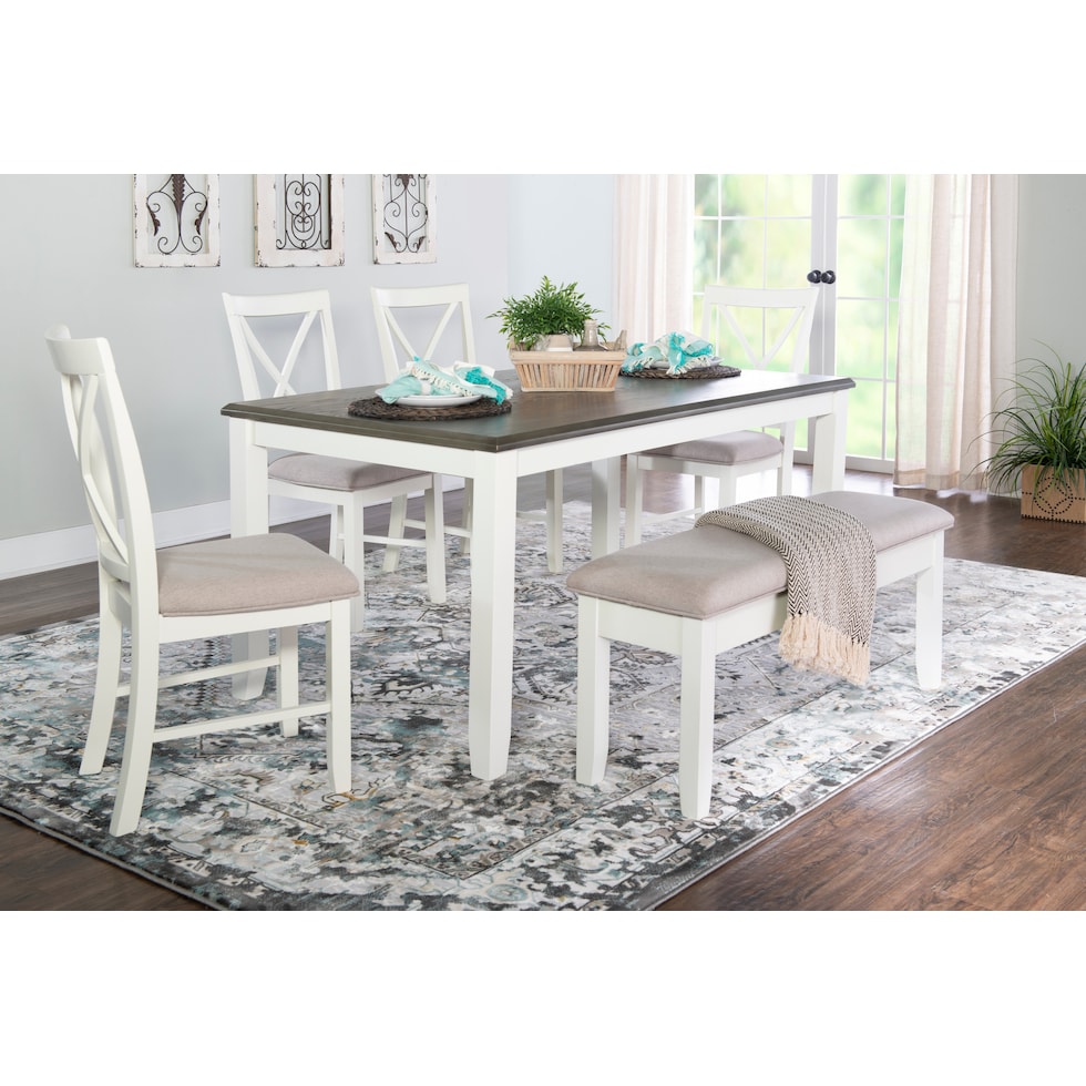 bassett gray white  pc dining room   