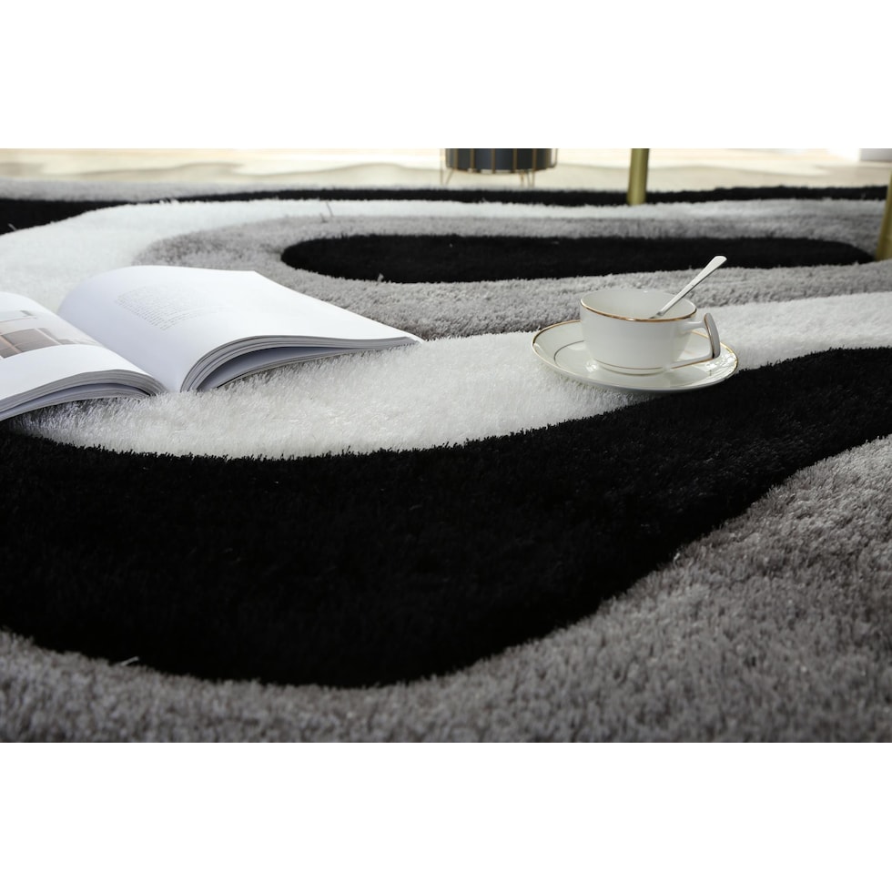 bayou black white gray area rug  x    