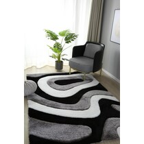 bayou black white gray area rug  x    