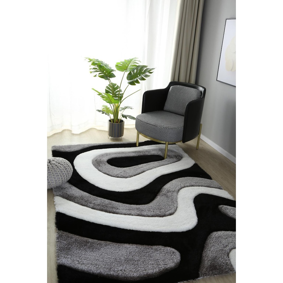 bayou black white gray area rug  x    