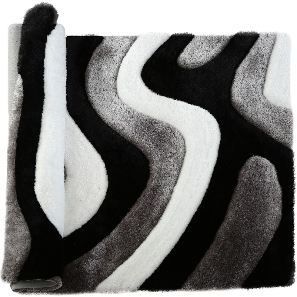 bayou black white gray area rug  x    