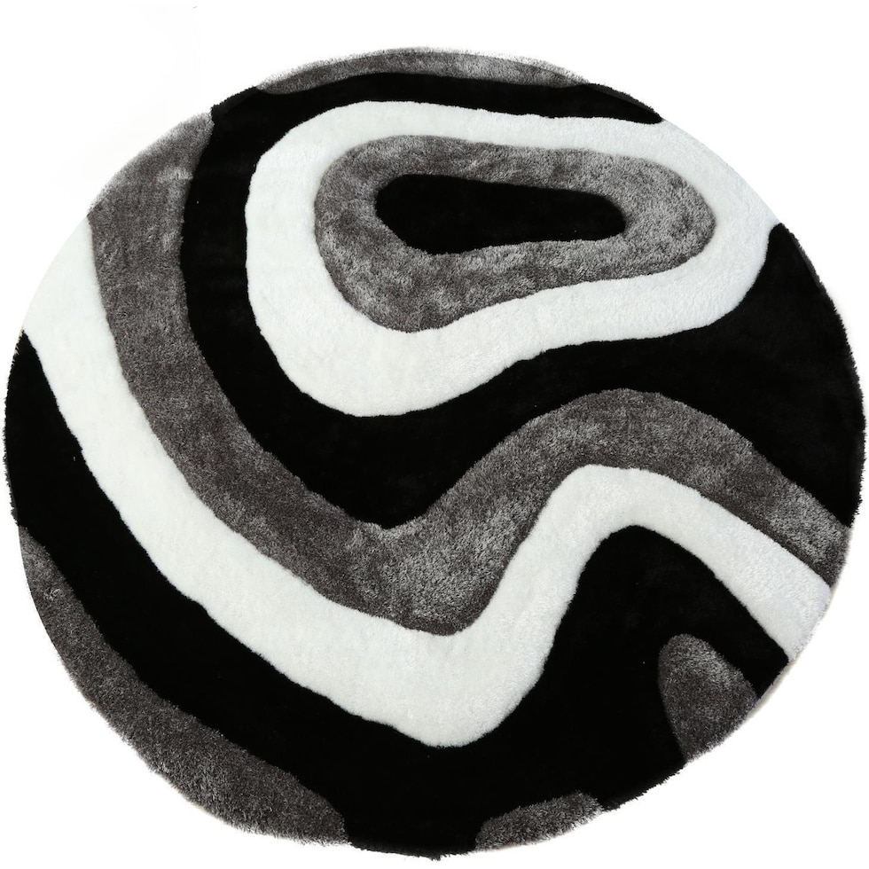bayou black white gray area rug  round   