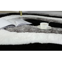 bayou black white gray area rug  round   