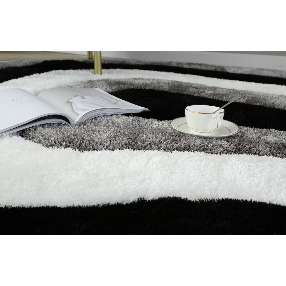 bayou black white gray area rug  round   