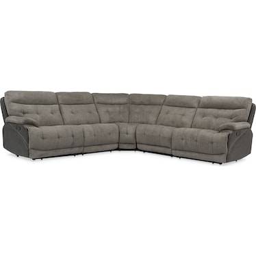 Beckett 5-Piece Manual Reclining Sectional with 3 Reclining Seats - Gray