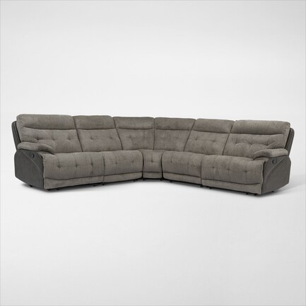 Beckett 5-Piece Manual Reclining Sectional with 3 Reclining Seats - Gray