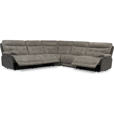Beckett 5-Piece Manual Reclining Sectional with 3 Reclining Seats - Gray