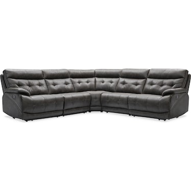 Beckett 5-Piece Manual Reclining Sectional with 3 Reclining Seats - Charcoal