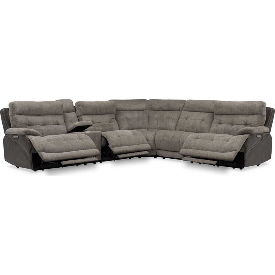 beckett gray  pc power reclining sectional   