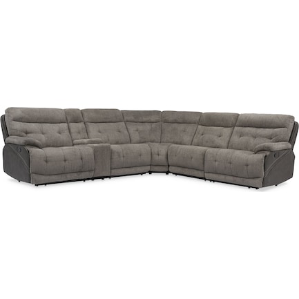 Beckett 6-Piece Manual Reclining Sectional with 3 Reclining Seats - Gray