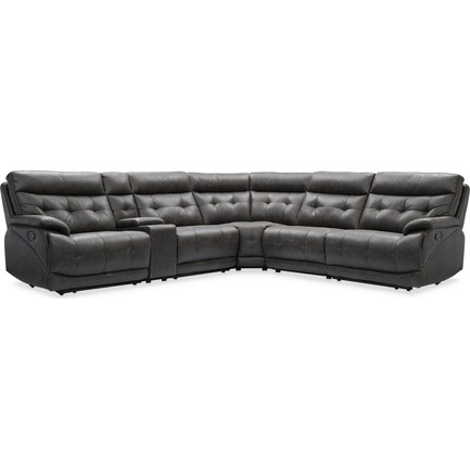 Beckett 6-Piece Manual Reclining Sectional with 3 Reclining Seats - Charcoal