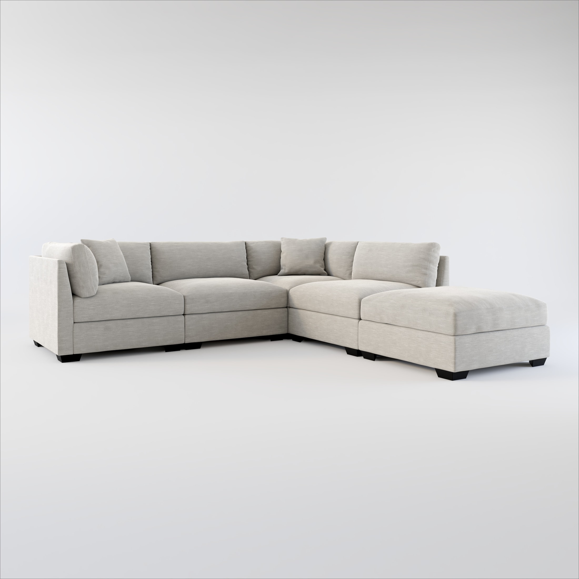 Beckham Foam Comfort 4-Piece Sectional and Ottoman - Victory Smoke ...