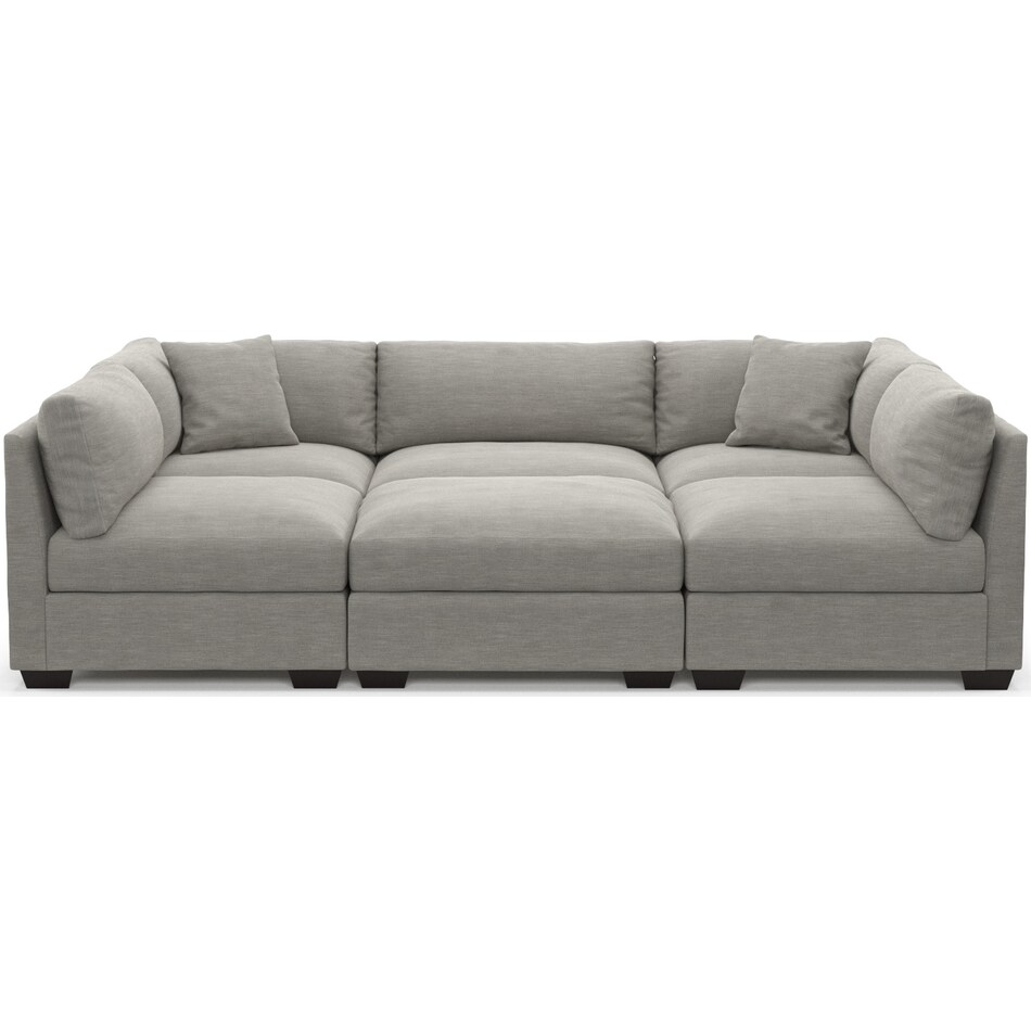 Beckham Hybrid Comfort 6Piece Pit Sectional Victory Smoke American