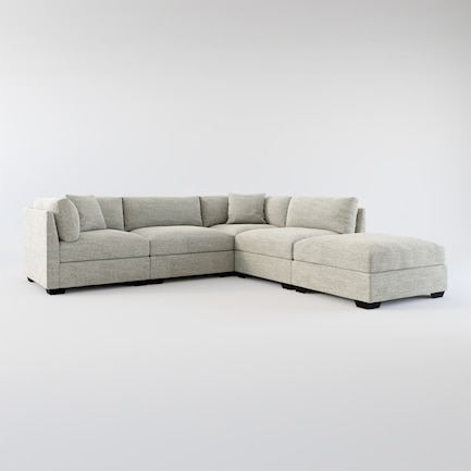 Beckham Foam Comfort 4-Piece Sectional and Ottoman - Pandora Pepper
