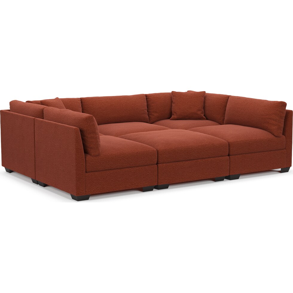 beckham red  pc sectional   