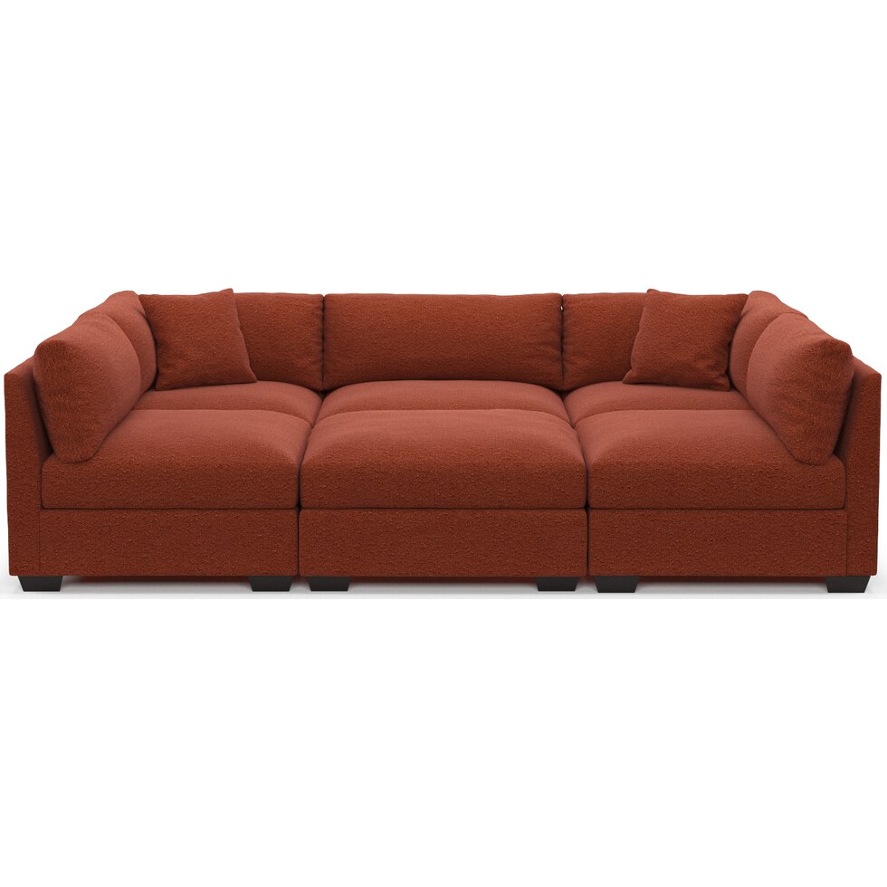 beckham red  pc sectional   