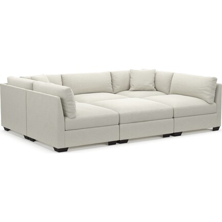 Beckham Foam Comfort 6-Piece Pit Sectional  - Living Large White