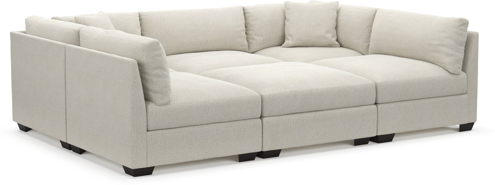 Beckham Foam Comfort 6Piece Pit Sectional Sherpa Ivory American