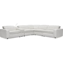 bellini white  pc power reclining sectional   