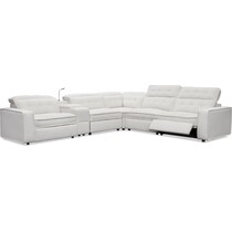 bellini white  pc power reclining sectional   