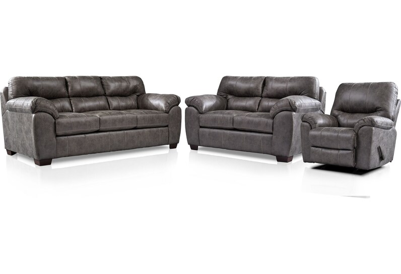 The Bennett Collection The Bennett Collection, Bennett Black Leather Reclining Sofa Set