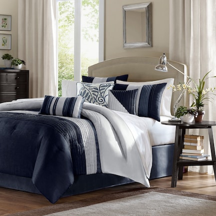 Bentley Queen Comforter Set-Blue