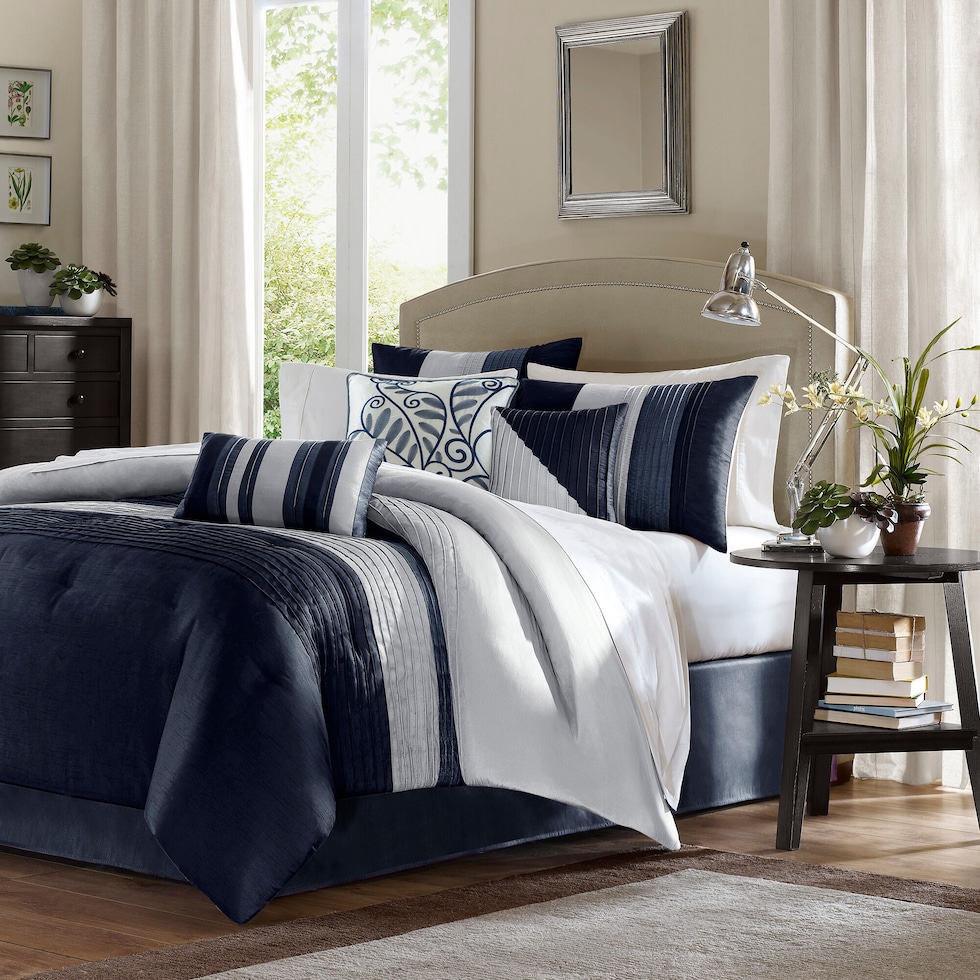 bentley blue king bedding set   