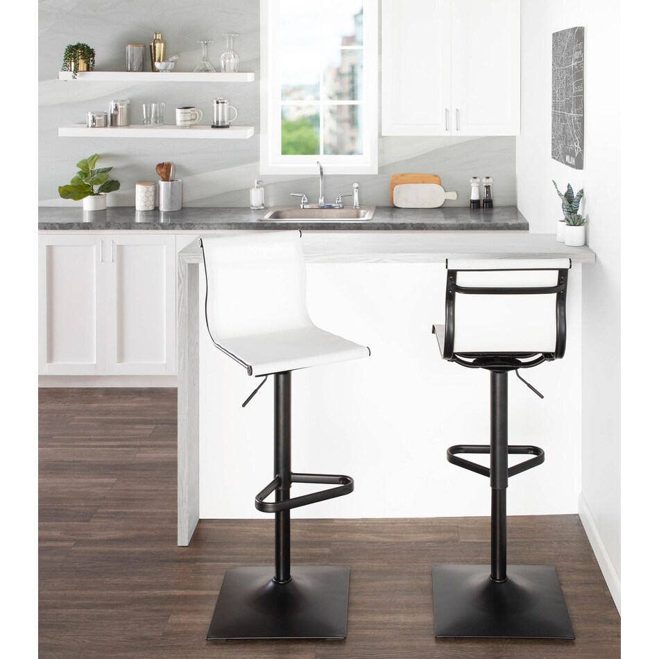 Bergen Adjustable Swivel Bar Stool Black/White American Signature Furniture